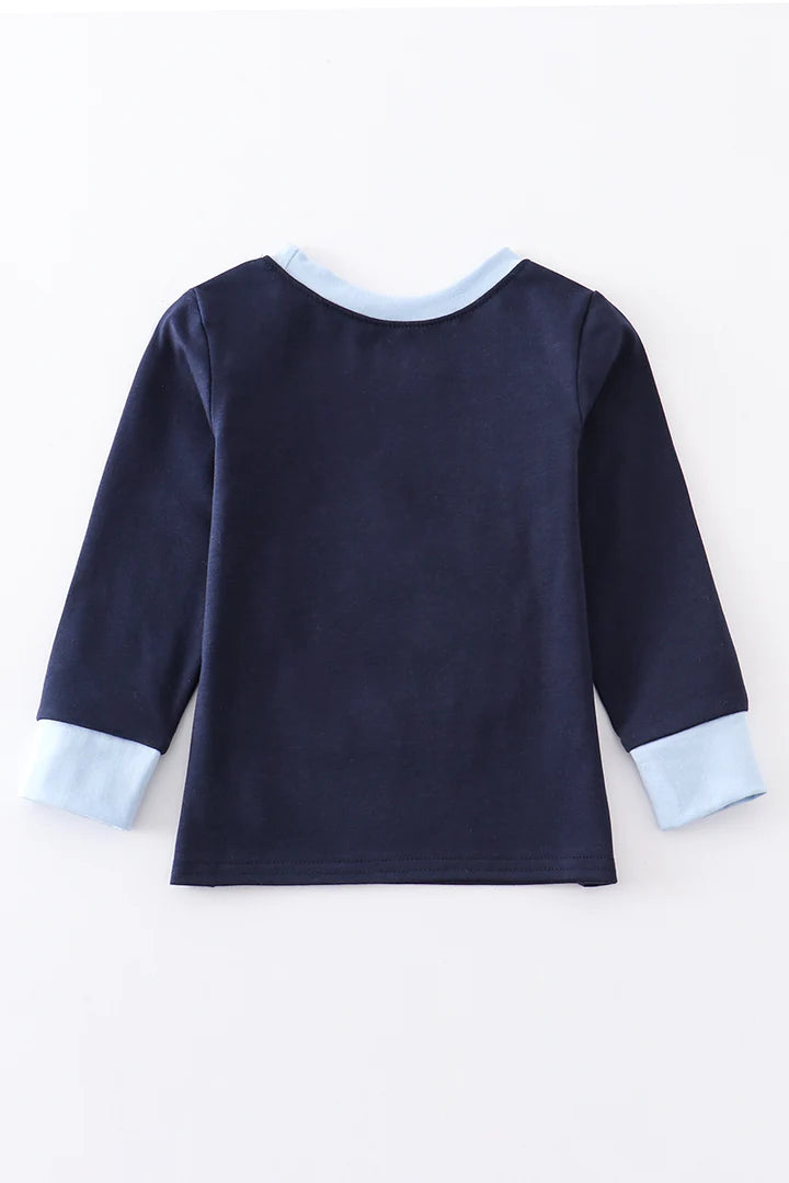 Navy Racing French Knot Long Sleeve