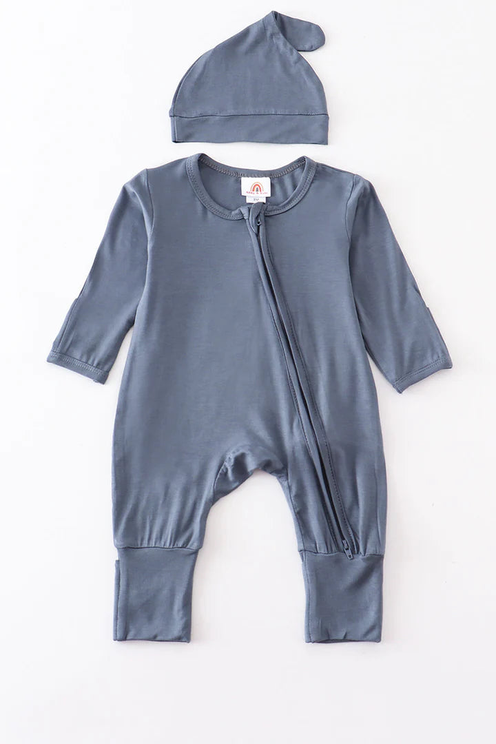 Navy Bamboo Zipper 2pc