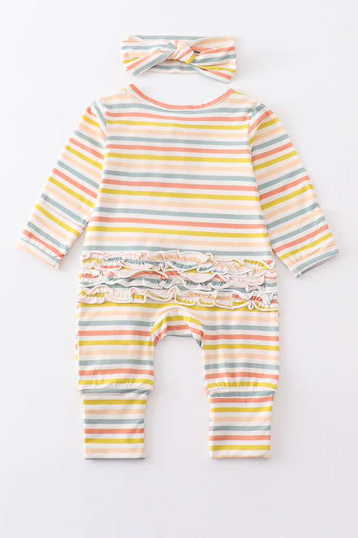 Multicolored Stripe Bamboo Zipper 2 pc