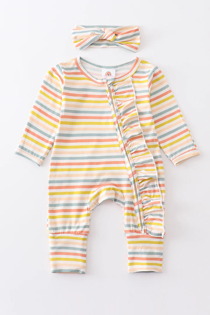 Multicolored Stripe Bamboo Zipper 2 pc