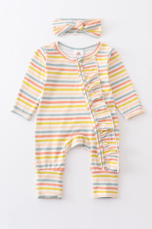 Multicolored Stripe Bamboo Zipper 2 pc