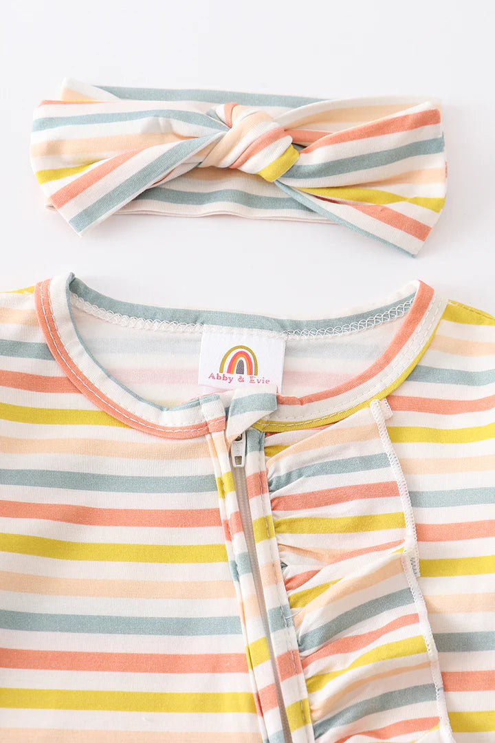 Multicolored Stripe Bamboo Zipper 2 pc