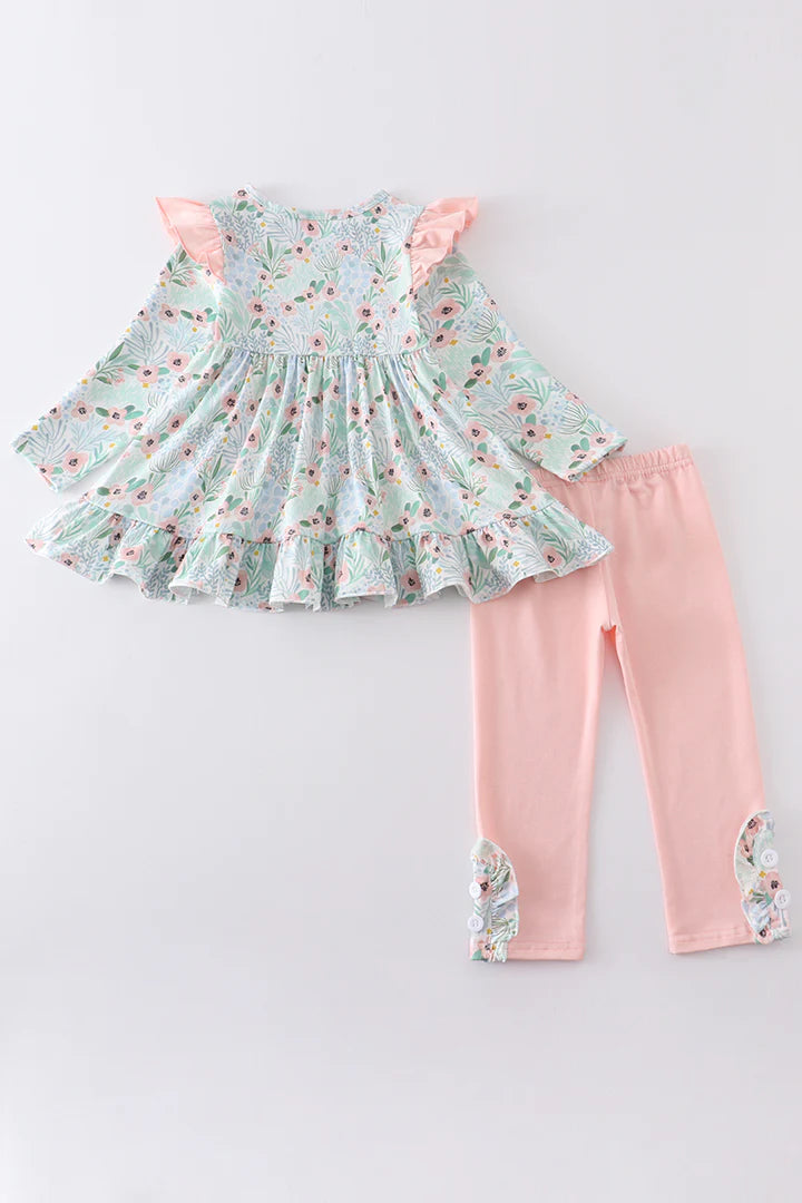 Green Floral Pants Set