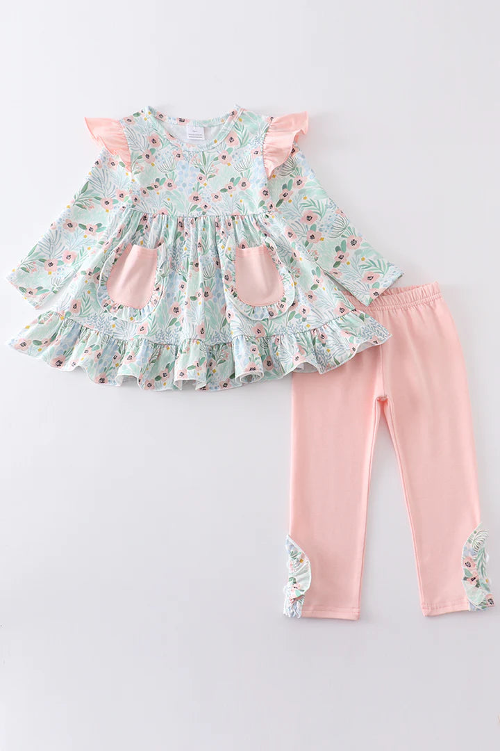 Green Floral Pants Set